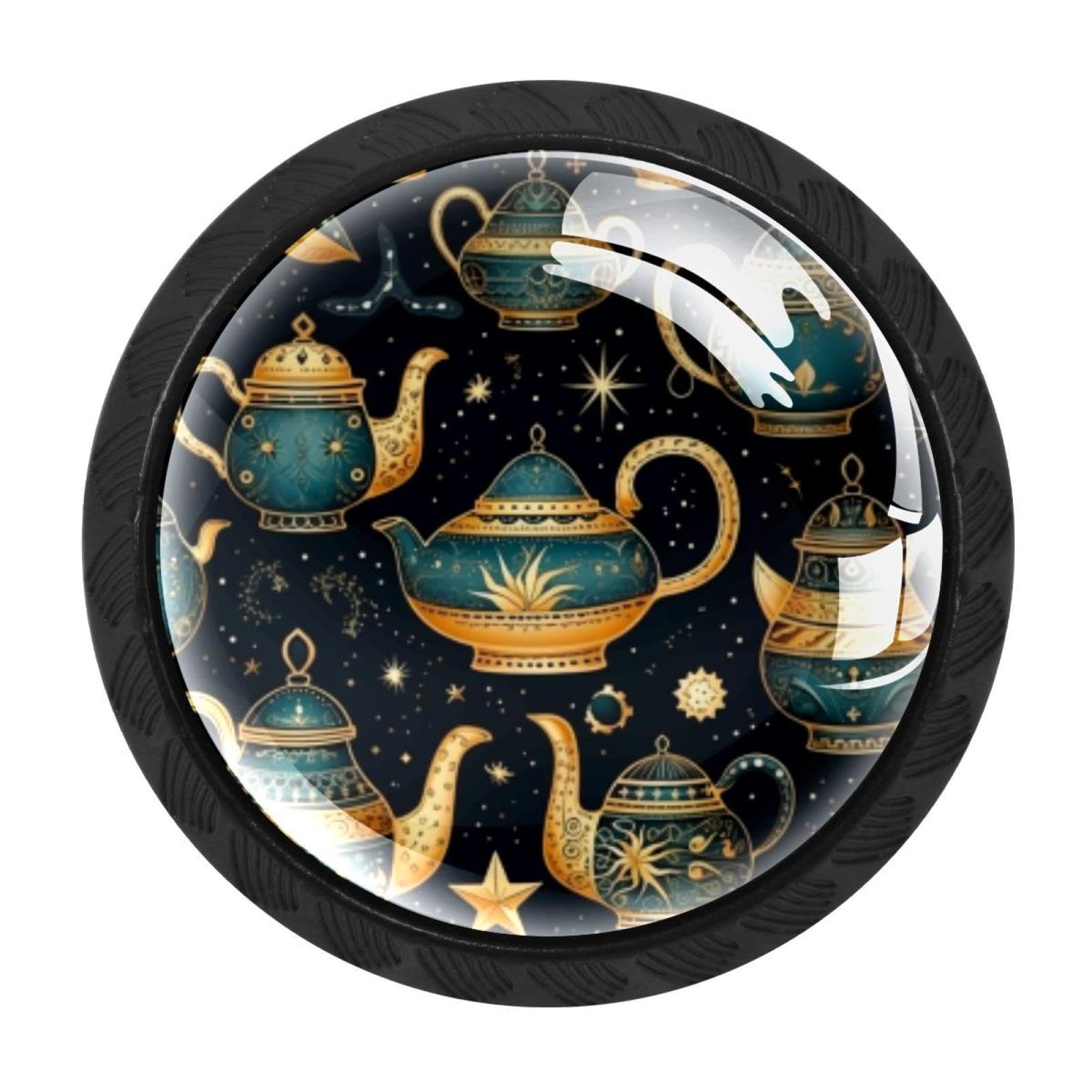 CHENZZZZ 4 Pieces Arabian Tea Kettle Kitchen Cabinet Knobs Drawer Knobs Dresser Knobs Black Knobs Drawer Pulls Dresser Drawer Handles Knobs for Dresser Drawers