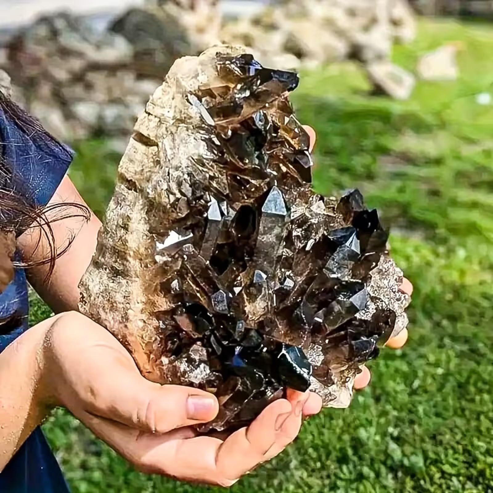 Aggregato di cristalli irregolari di quarzo fumé naturale, pietre preziose | Pietra grezza di cristallo, guarigione, stregoneria, ornamenti decorativi per la casa, esemplari di cristalli