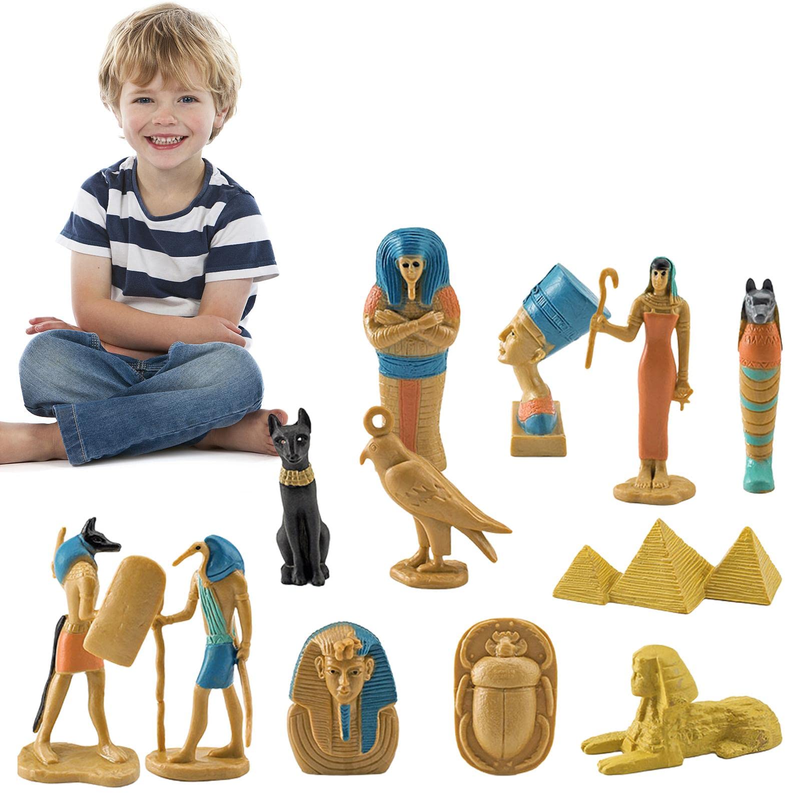 M/E /E Egyptian Pyramid Model Kit - Egypt Pyramid 12 Figurines | Egyptian Toys for Kids, Egyptian Decor for Home