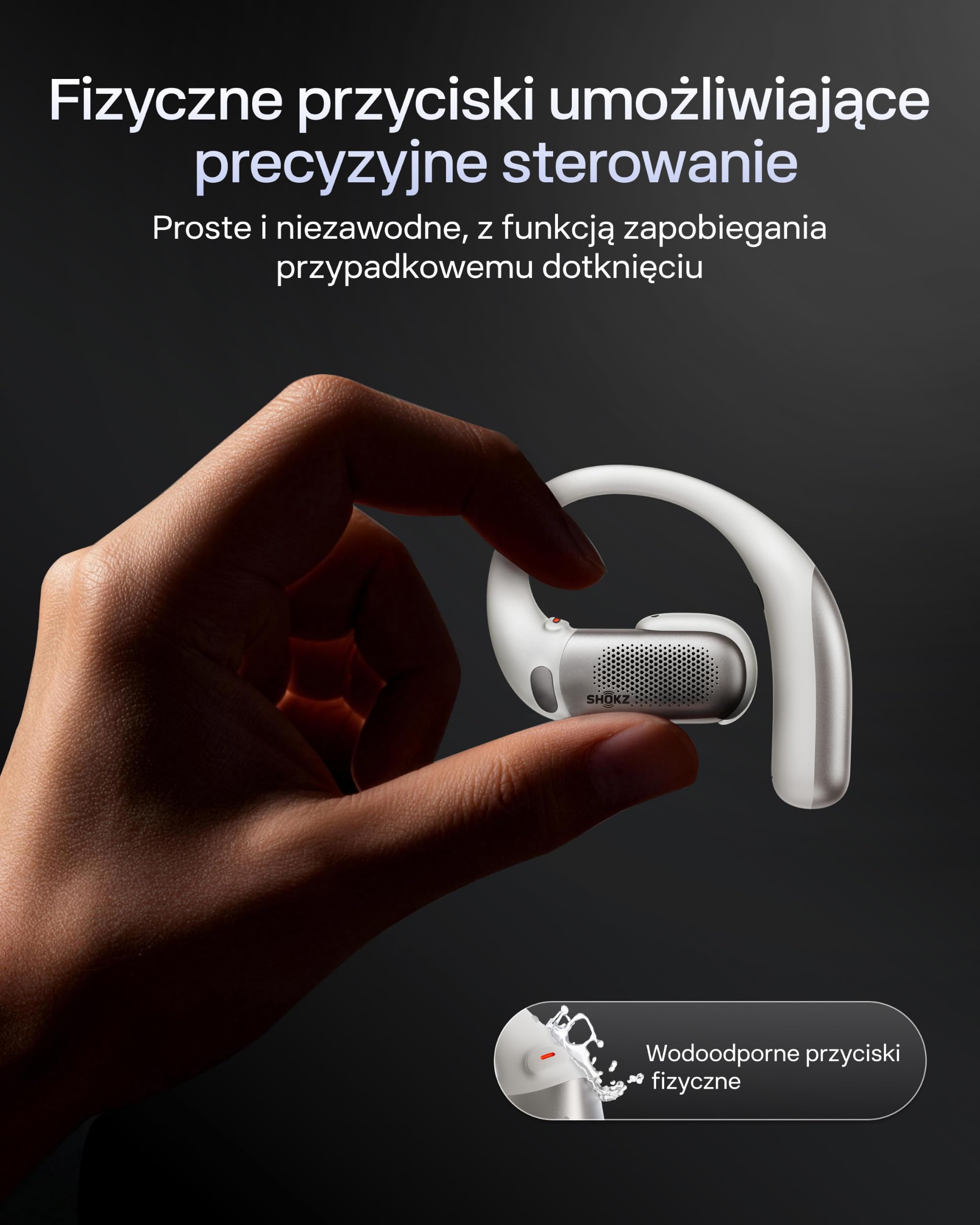 SHOKZ OpenFit Pro Open-Ear True Wireless Słuchawki, redukcja szumów, Dolby Atmos, głęboki bas, do 50 h pracy, AI dla wyraźnych połączeń, idealne do pracy i sportu, Bluetooth 6.1, IP55, Białe