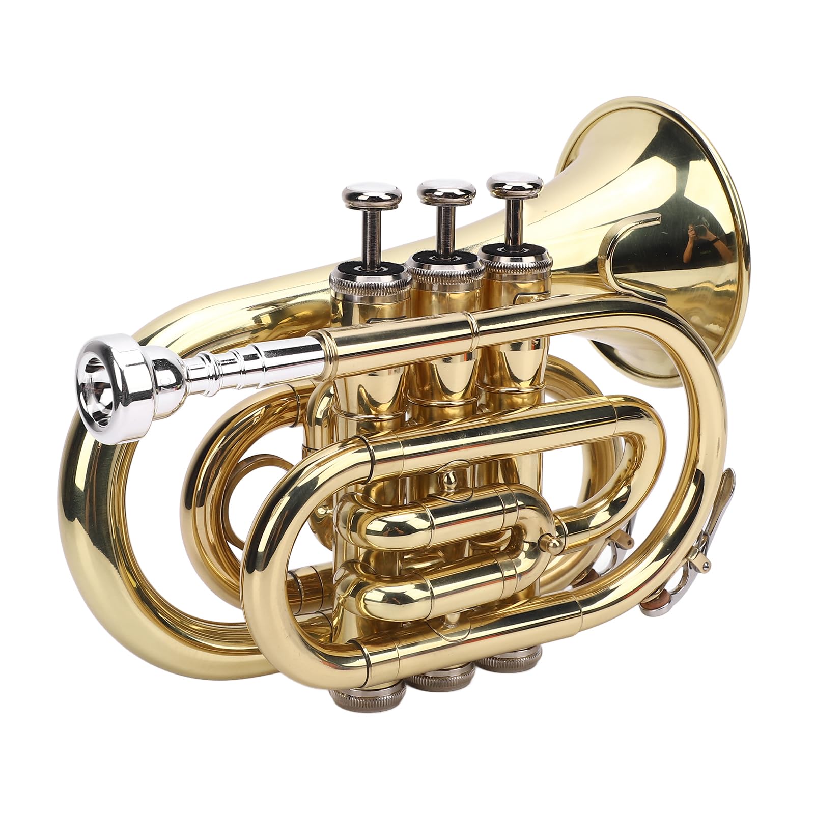 Tromba tascabile in Sib, squisita tromba tascabile in ottone con bocchino 7C, panno per la pulizia, guanti e borsa per il trasporto, per studenti principianti, design compatto