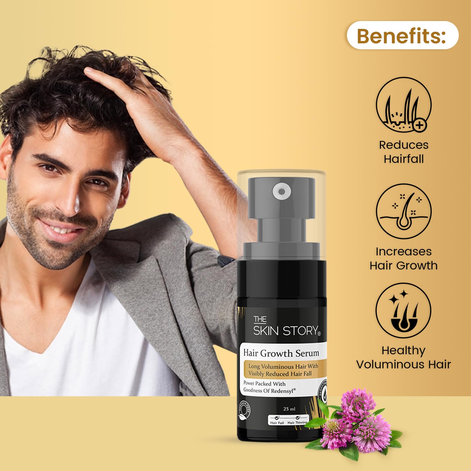 The Skin Story Hair Growth Serum for Men | Enriched with 3% Redensyl and 4% Anagain | Thicker, Stronger, and Shinier Hair | Hair Fall Control & Stimulating Hair Follicles | Repairs Damaged Hair | All Hair Types | 25 ml The Skin Story Hair Growth Serum for Men | Enriched with 3% Redensyl and 4% Anagain | Thicker, Stronger, and Shinier Hair | Hair Fall Control & Stimulating Hair Follicles | Repairs Damaged Hair | All Hair Types | 25 ml