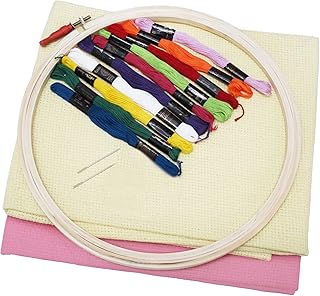 Asian Hobby Crafts Embroidery Kit with for Beginners,Cross Stitch Embroidery – Complete DIY Kit with Materials and Tutorial Pages (Color-Pink, Cream)-picture-21