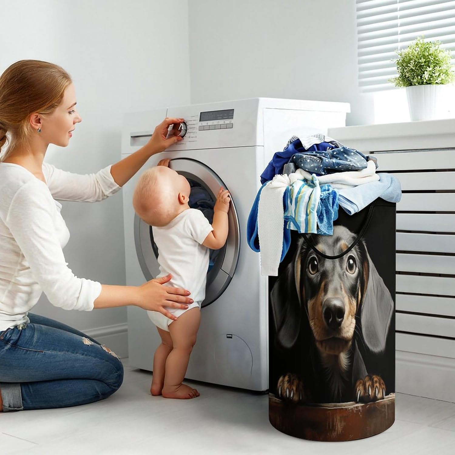 Large Laundry Basket Pad Dachshund Printed Laundry Hamper Clothes Hamper Basket Storage Dirty With Handle For Use in Laundry Rooms Bedrooms Bathrooms Dormitories