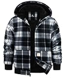 Boys Flannel Jacket Sherpa Lined Hoodies Zip Up Fleece Plaid Shirt Jackets Winter Outdoor Coat Warm