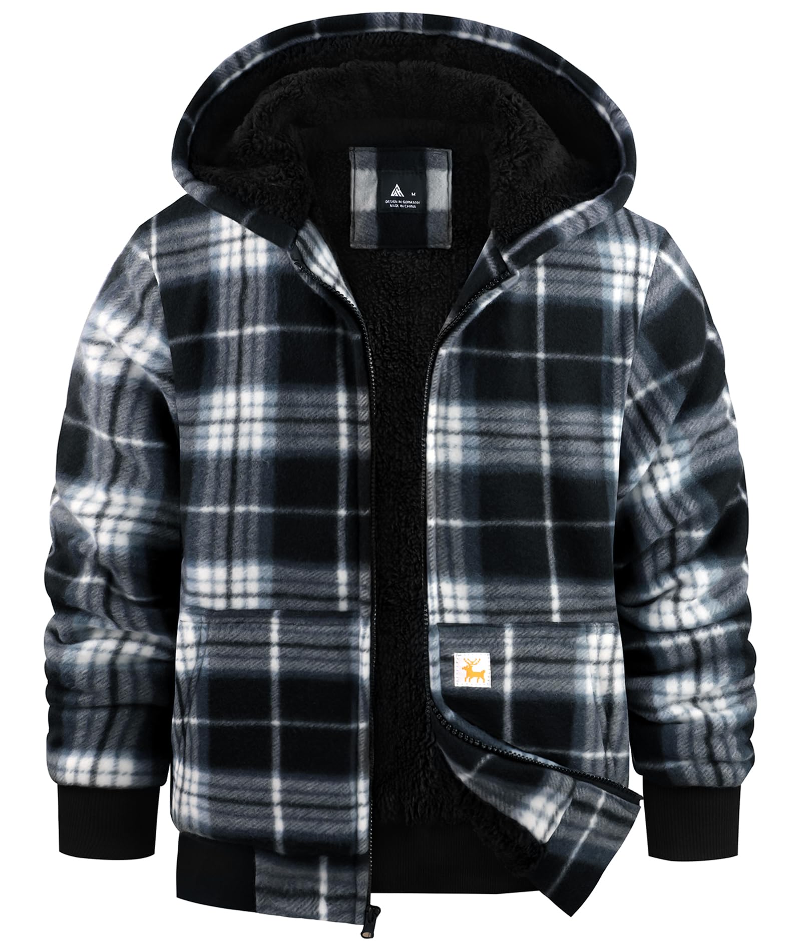 GEEK LIGHTING Boys Girls Flannel Fleece Jackets Sherpa Lined Hoodies