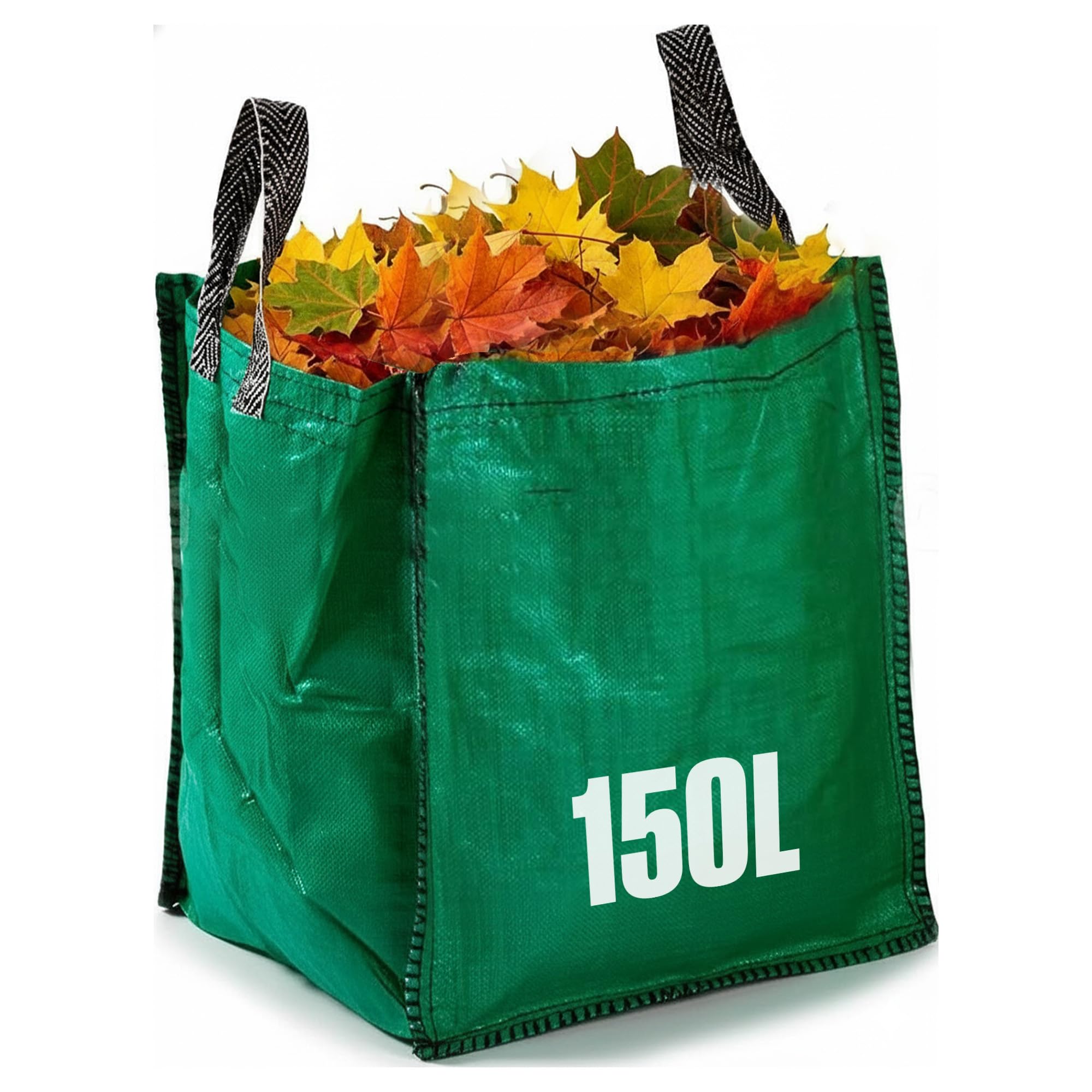 GroundMaster Heavy Duty Garden Waste Bag – 150L Polypropylene Refuse Sack – Reinforced Hems, Stitched Handles Extra Strong Waste Bag – Reusable Garden Sack for Leaves, Rubble, and Compost (Pack of 2)
