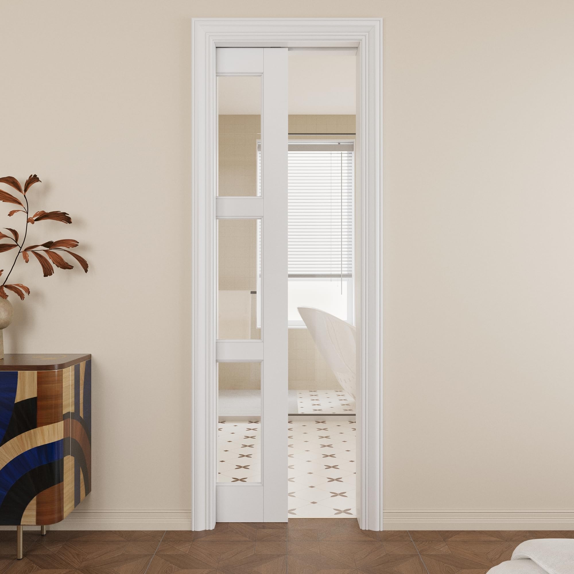 Pocket Door,3-Lite Clear Glass Doors,Room 24 x 80 Sliding Door
