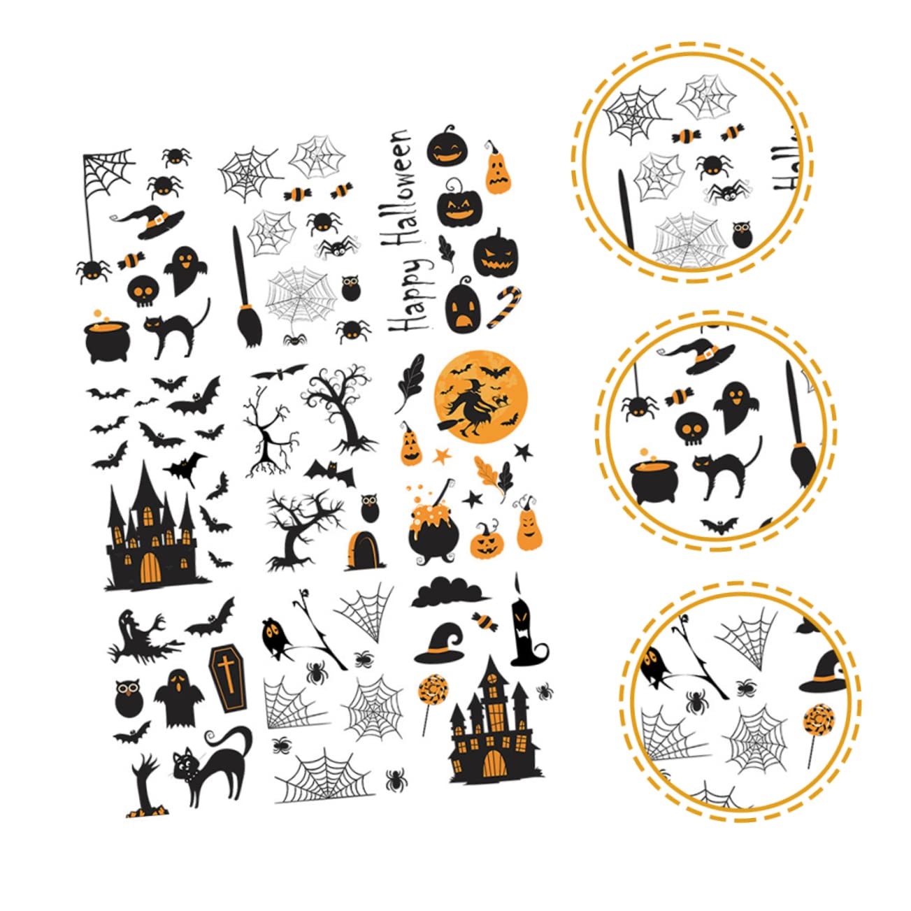 HEMOTON 45 Hojas Pegatinas Halloween Horror con Diseño de Arañas Pegatinas Impermeables para Decoración de Fiesta y Laptop Set de Unidades