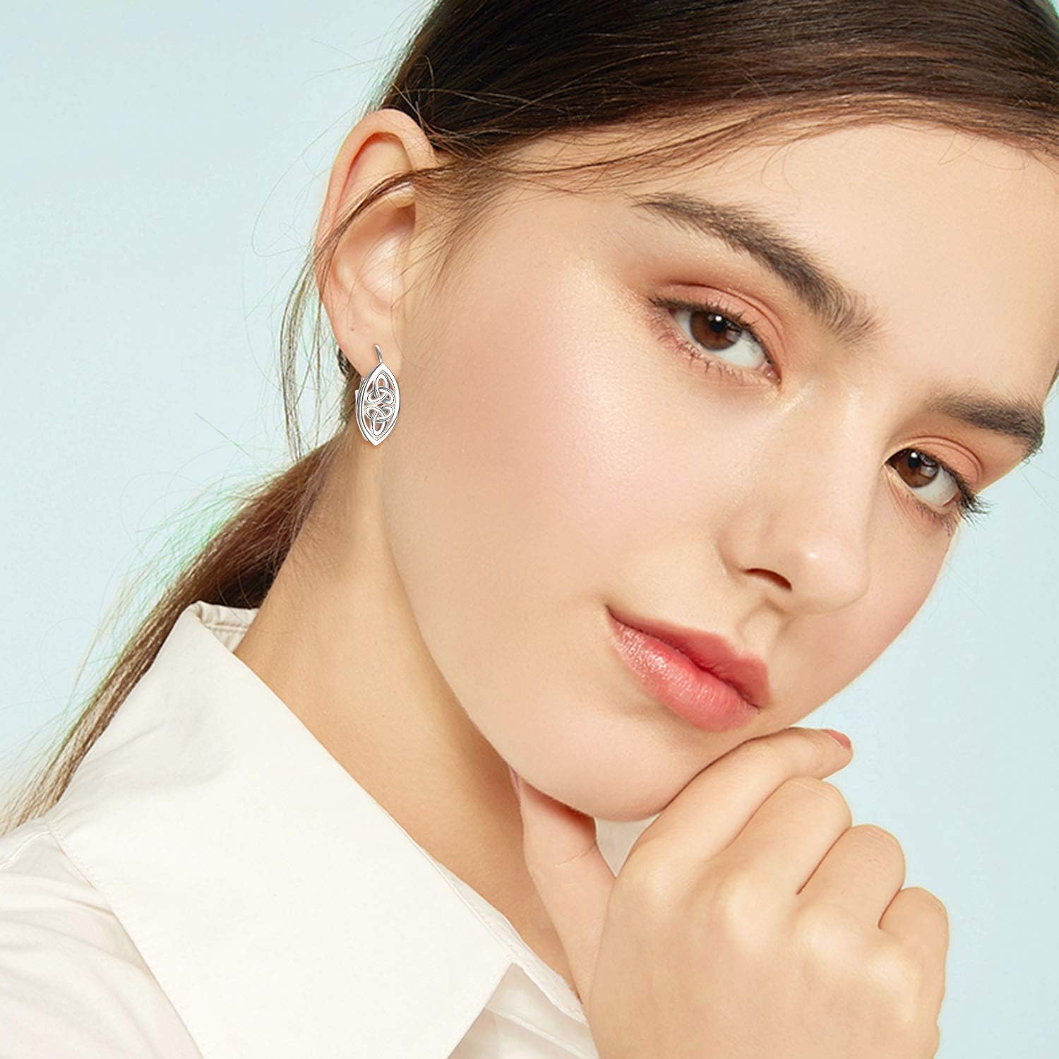 WIINICACA Celtic Leverback Earring 925 Sterling Silver Filigree Dangle Drop Earrings Jewelry Birthday Christmas Gifts for Women