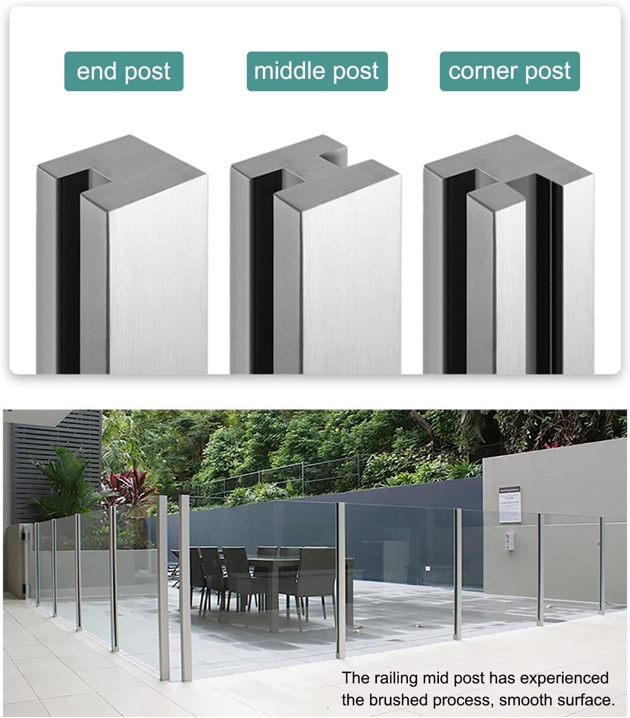 Ciężkie balustrady dwupakowe, uniwersalne słupki środkowe do paneli drewnianych z tworzywa sztucznego (1012 mm), idealne na tarasy, korytarze, werandy i balkony, wysokość 60 cm
