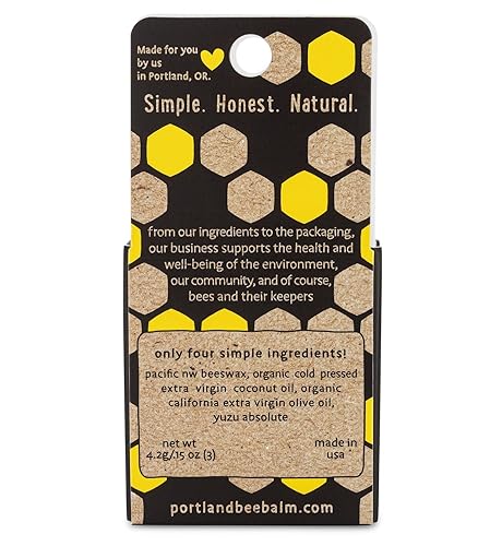 Miniatura 2 de Portland Bee Balm Bálsamo labial a base de cera de abejas totalmente natural, hecho a mano, cítricos Yuzu, 3 unidades