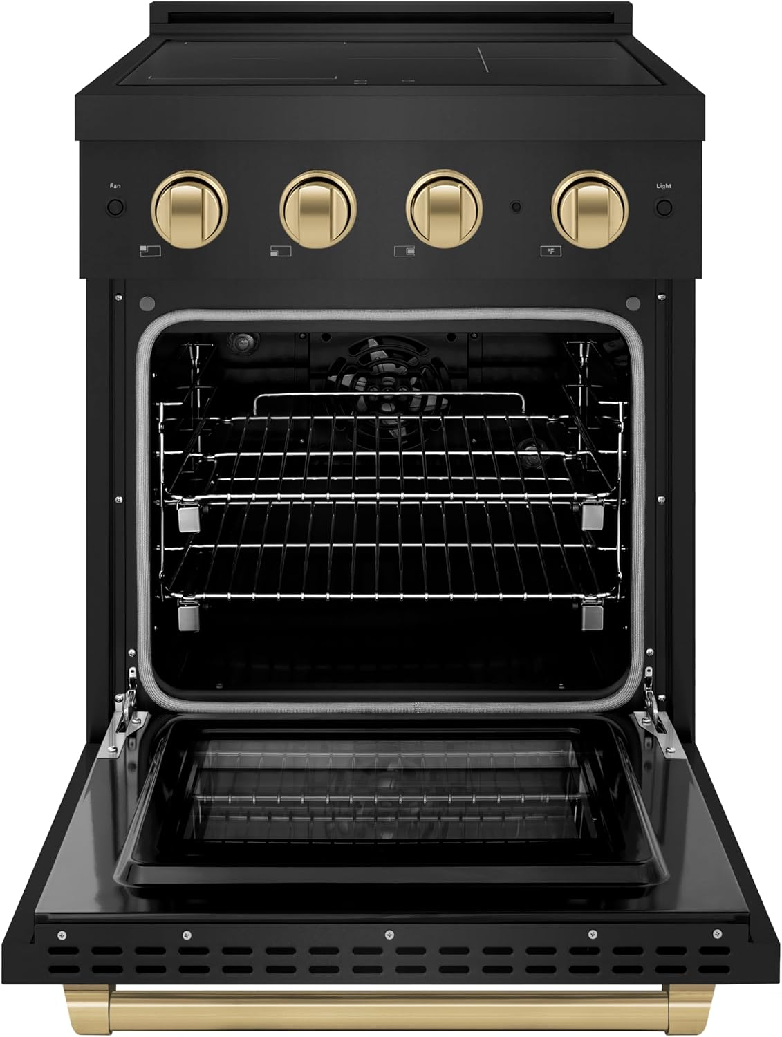 ZLINE Autograph Edition 24 in. 3.2 cu. ft. Paramount Induction Range with 3 Element Cooktop and Electric Convection Oven in Black Stainless Steel with Champagne Bronze Accents (SINRBZ-24-CB)