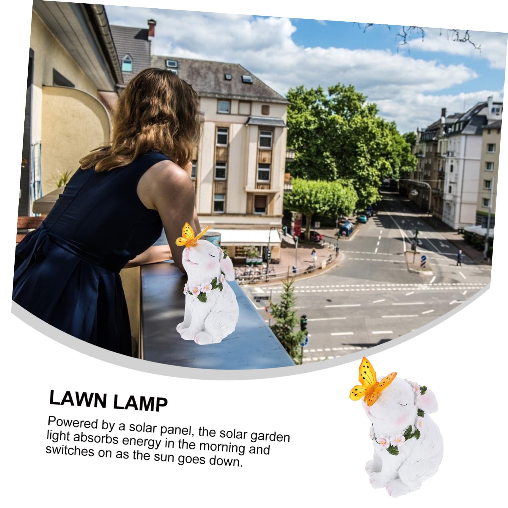 YARNOW Statue De Jardin en Résine Décoration Moderne en Forme De Lapin pour La Maison Et Lextérieur