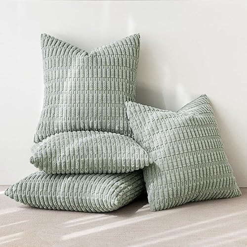 Miniatura 44 de MIULEE Juego de 4 fundas de almohada decorativas de pana estilo bohemio de primavera de 18 x 18 pulgadas para sofá, sala de estar, sofá y cama,