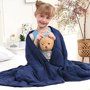 Weighted Blanket Kids 3lbs, 36"x48", Cooling Heavy Throw Blanket for 20-40lbs, Microfiber Soft Thick Big Blankets Weighted Comforter Breathable Gift for Sleeping, Navy