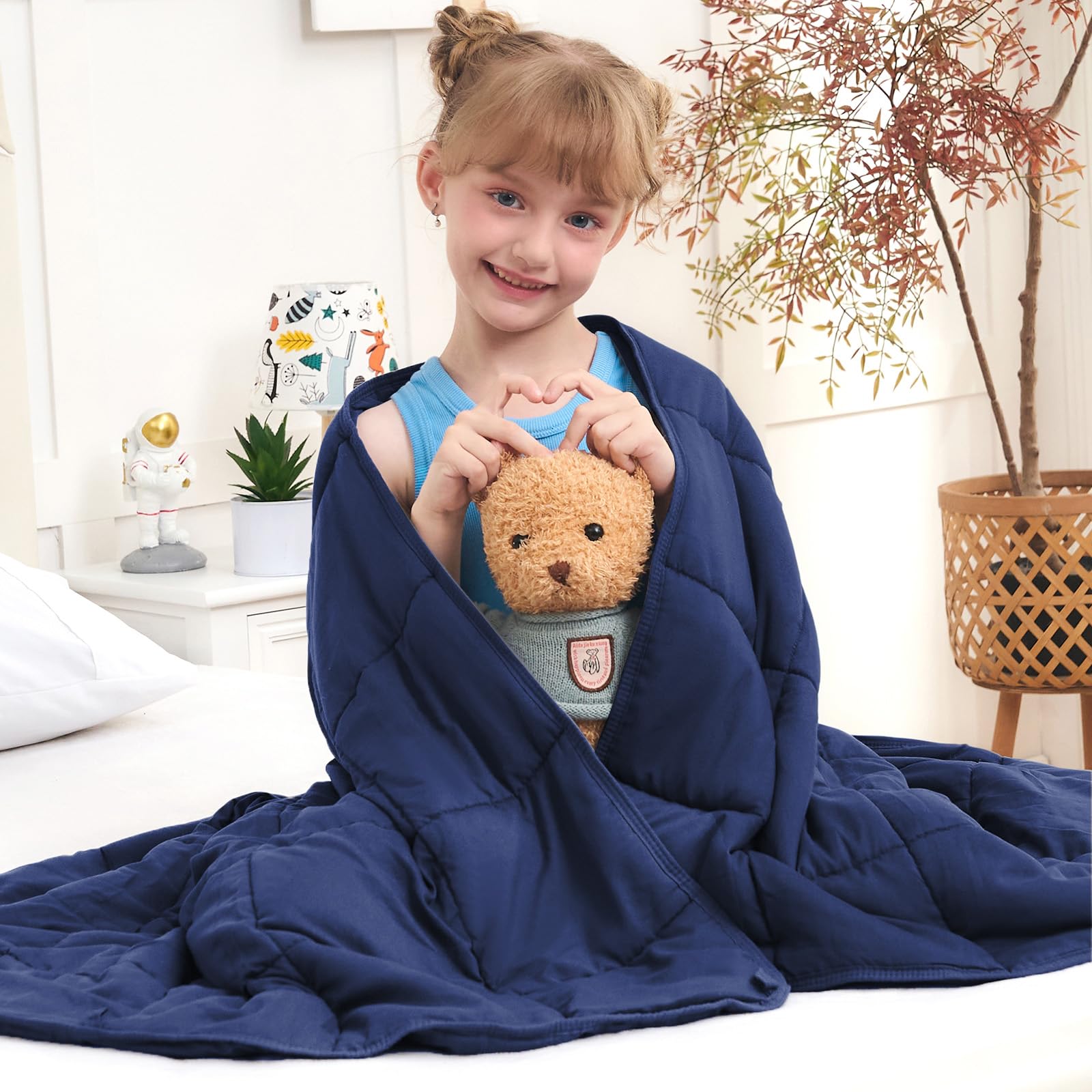 Weighted Blanket 3lbs, 36"x48", Cooling Heavy Throw Blanket for 20-40lbs, Microfiber Soft Thick Big Blankets Weighted Comforter Breathable Gift, Navy