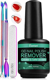 Fanisn Acetone-Free Gel Nail Polish Remover Kit 15ml - Quick 2-5 Min Removal No Foil, Safe for Natural Nails, Includes Tools for Home DIY