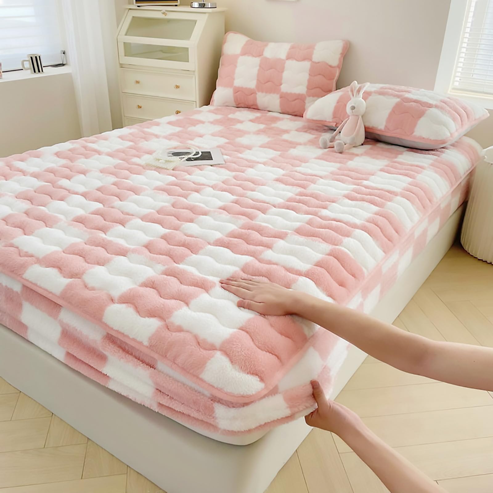 Drap de lit en polaire velours élastique qui ne glisse plus la nuit