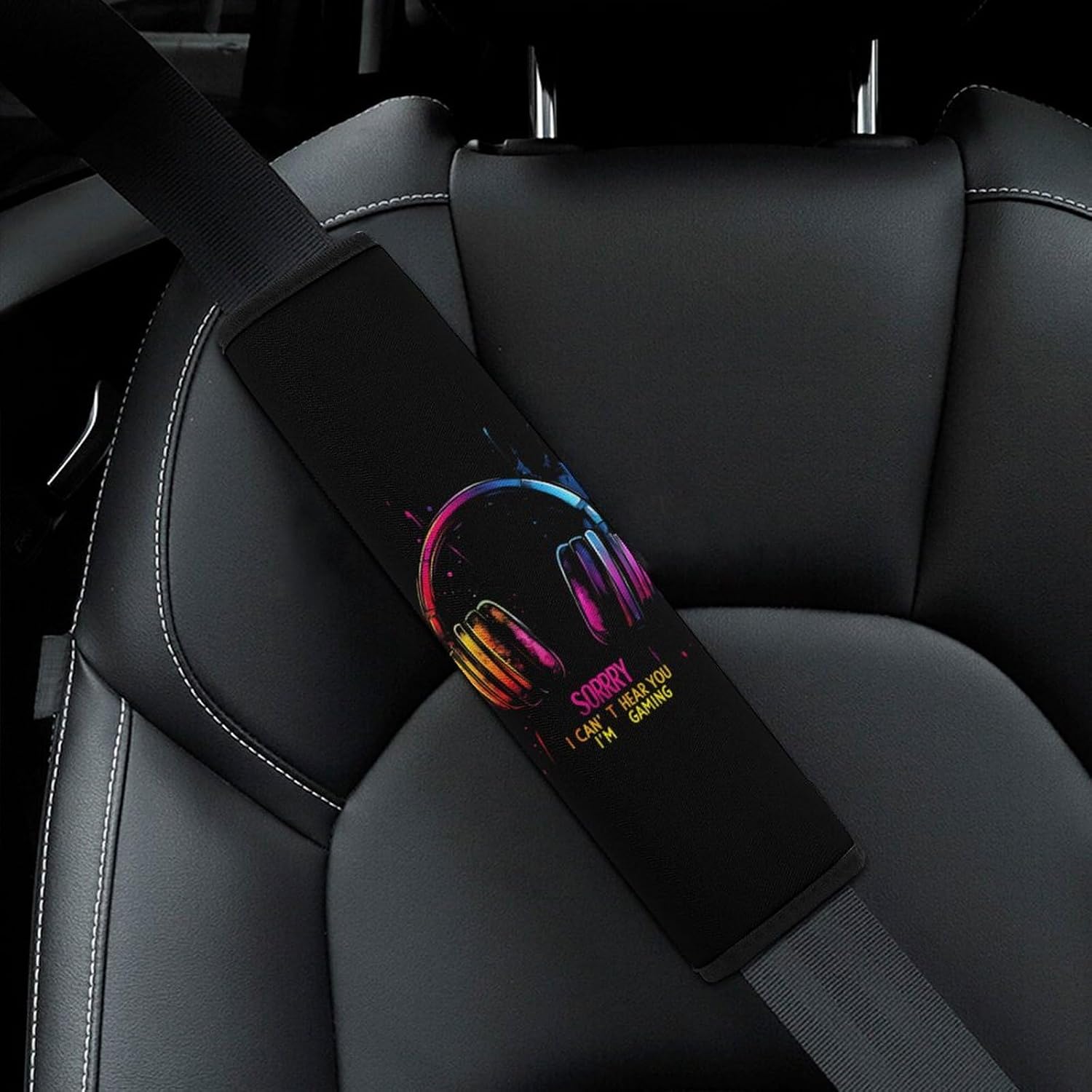 Can't Hear You I'm Gaming Headphones Car Seat Strap Covers Soft Seat Strap Shoulder Pads Seatbelt Covers for All Car Seats 1PCS