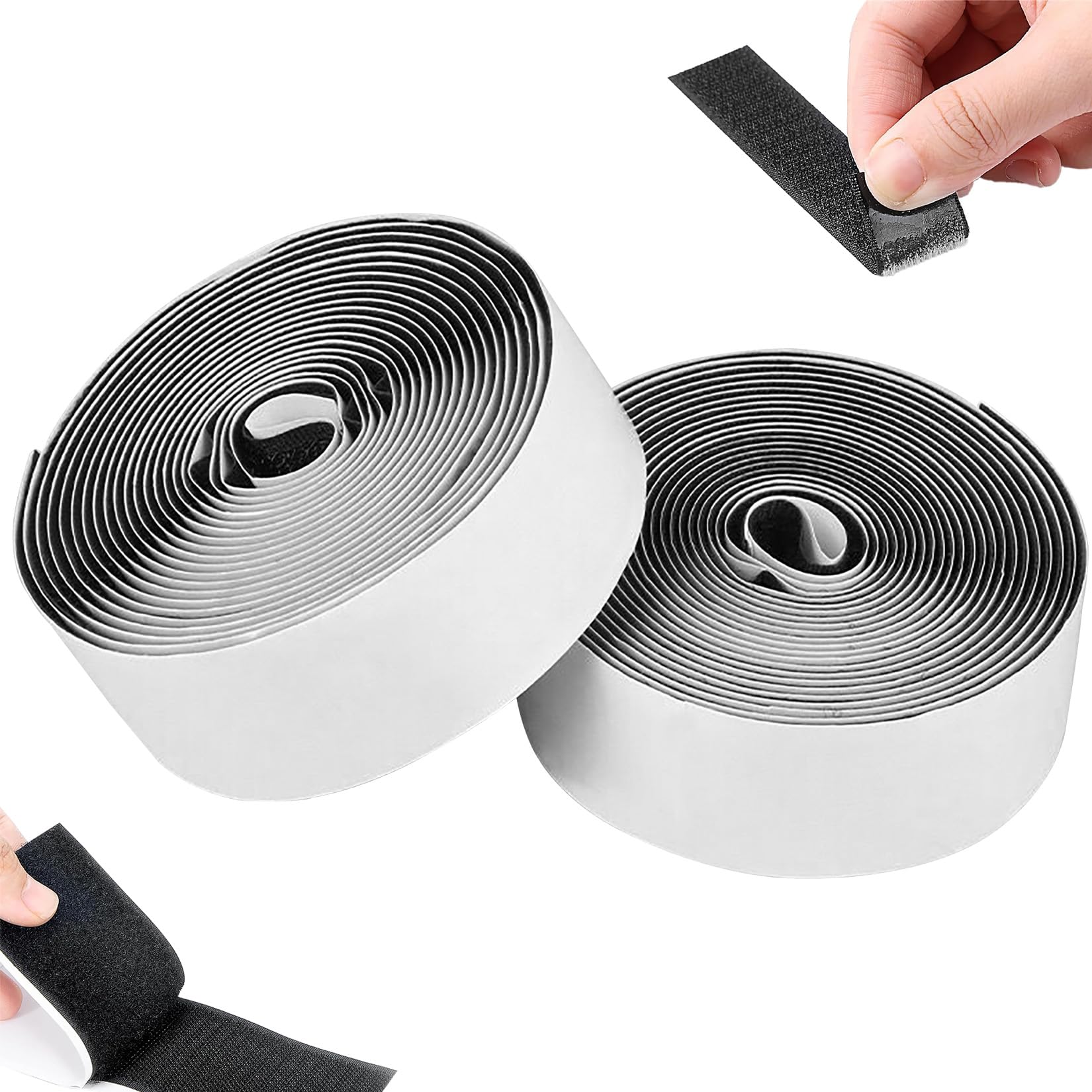 EMITEVER Klittenband, zelfklevend, extra sterk, 2,5 m x 50 mm, klittenbandsluiting, zelfklevend, heavy duty, zwart, dubbelzijdig veelzijdig inzetbaar, tape voor binnen en buiten, doe-het-zelf