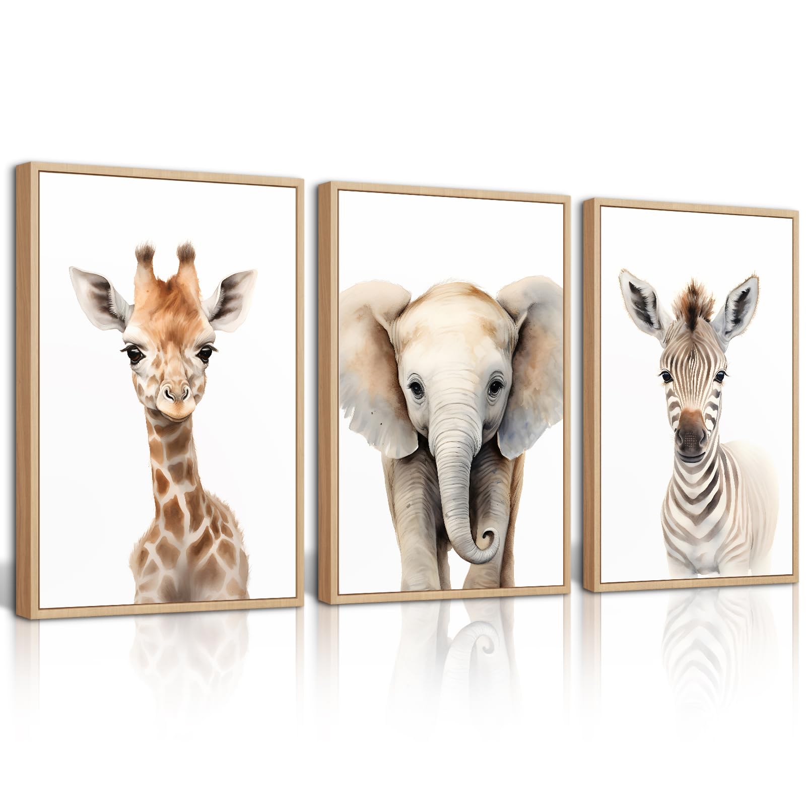 Lhoiplme Nursery Animal Wall Art Safari Baby Wall Decor Boy Room Nursery Canvas Prints Jungle Animal Art Pictures Kids Cute Safari Poster for Girl