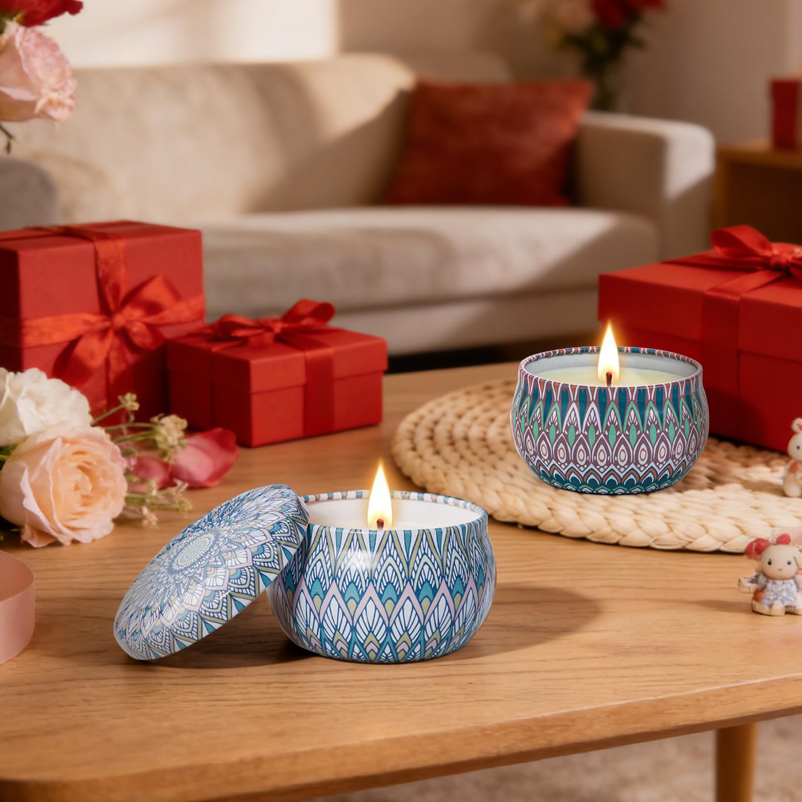 Duftkerzen-Geschenk-Set, Aromatherapie-Kerzen für Frauen, Kerzen für Zuhause, 300 Stunden lange Brenndauer, Sojawachskerzen-Set, Geschenke für Mutter, Frauen, Spa, Geburtstag, Jahrestag,