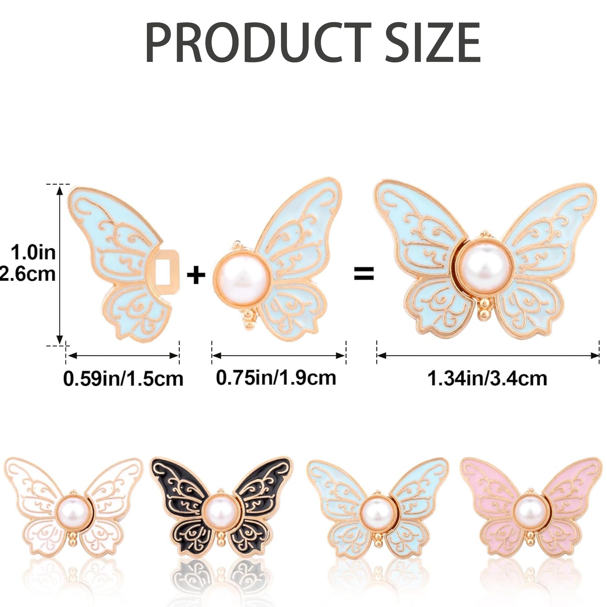 KIMHOME 4 Clips Ajustables para la Cintura, con Hebilla de Mariposa, para Pantalones y Vaqueros, y Clips de sujeción para Faldas y Vestidos