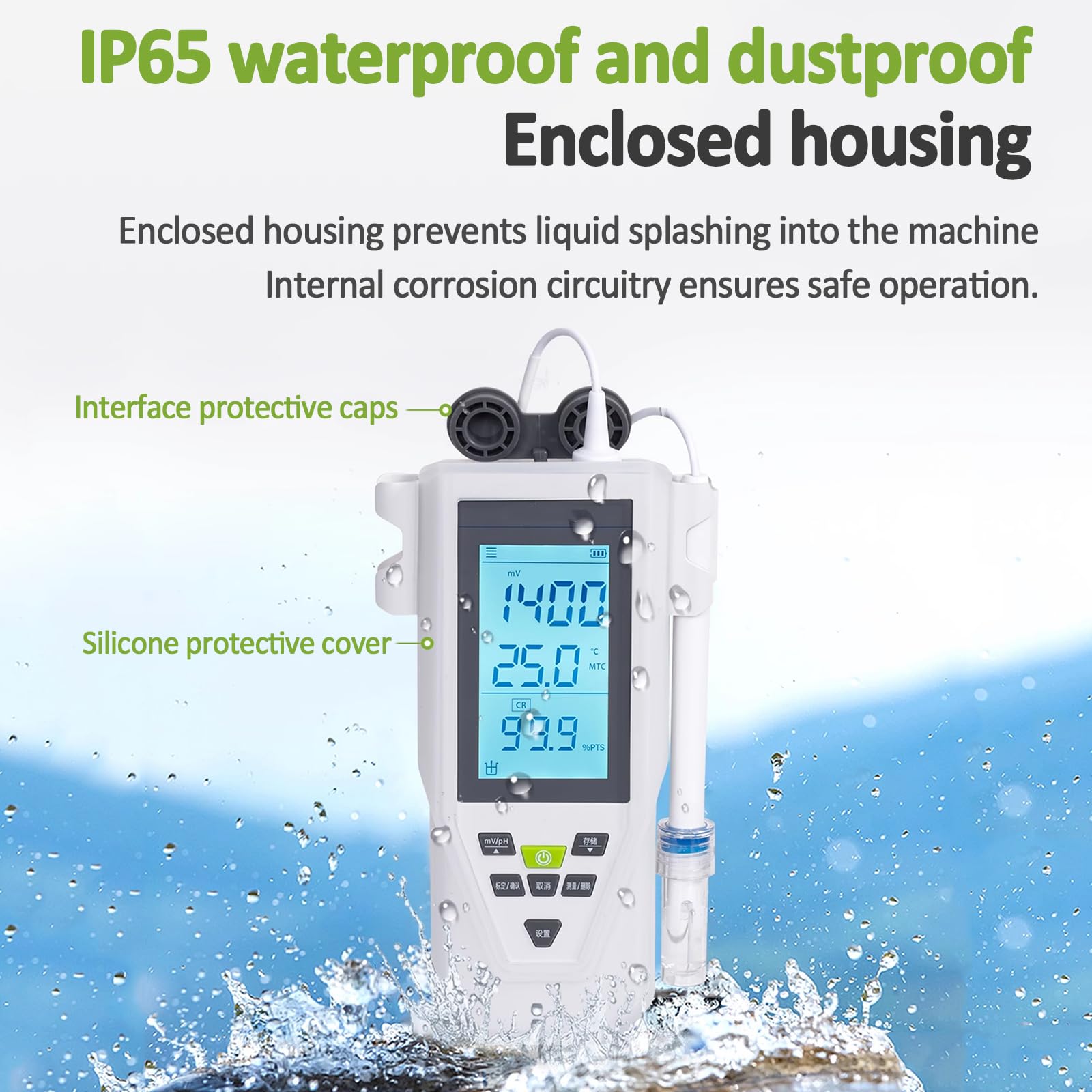 Medidor De Acidez LCD Portátil, Comprobador Inteligente De PH Y Calidad del Agua, con 1000 Memorias, Calibración Multipunto Y Compensación De Temperatura para Análisis del Agua