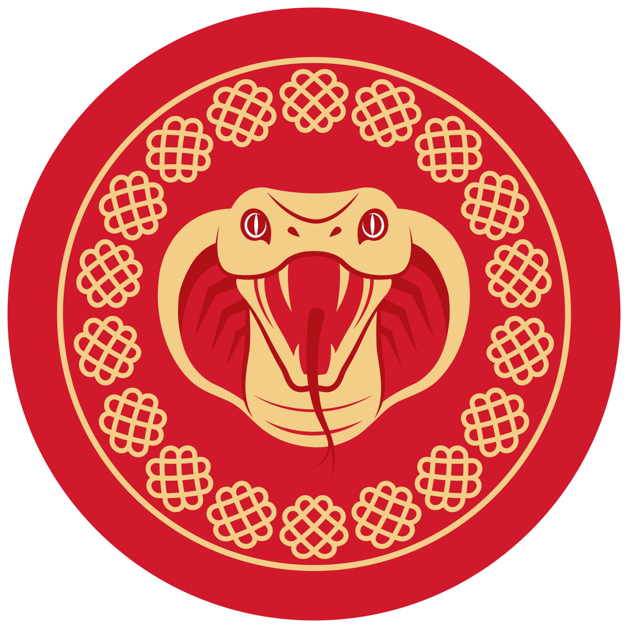 Big Dot of Happiness Lunar New Year - 2025 Year of the Snake Circle Sticker Labels - 24 Count