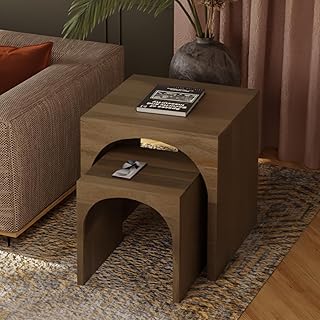 Relso Arch Duo Solid Mango Wood Nesting Tables Set of 2 - Stylish Arched...