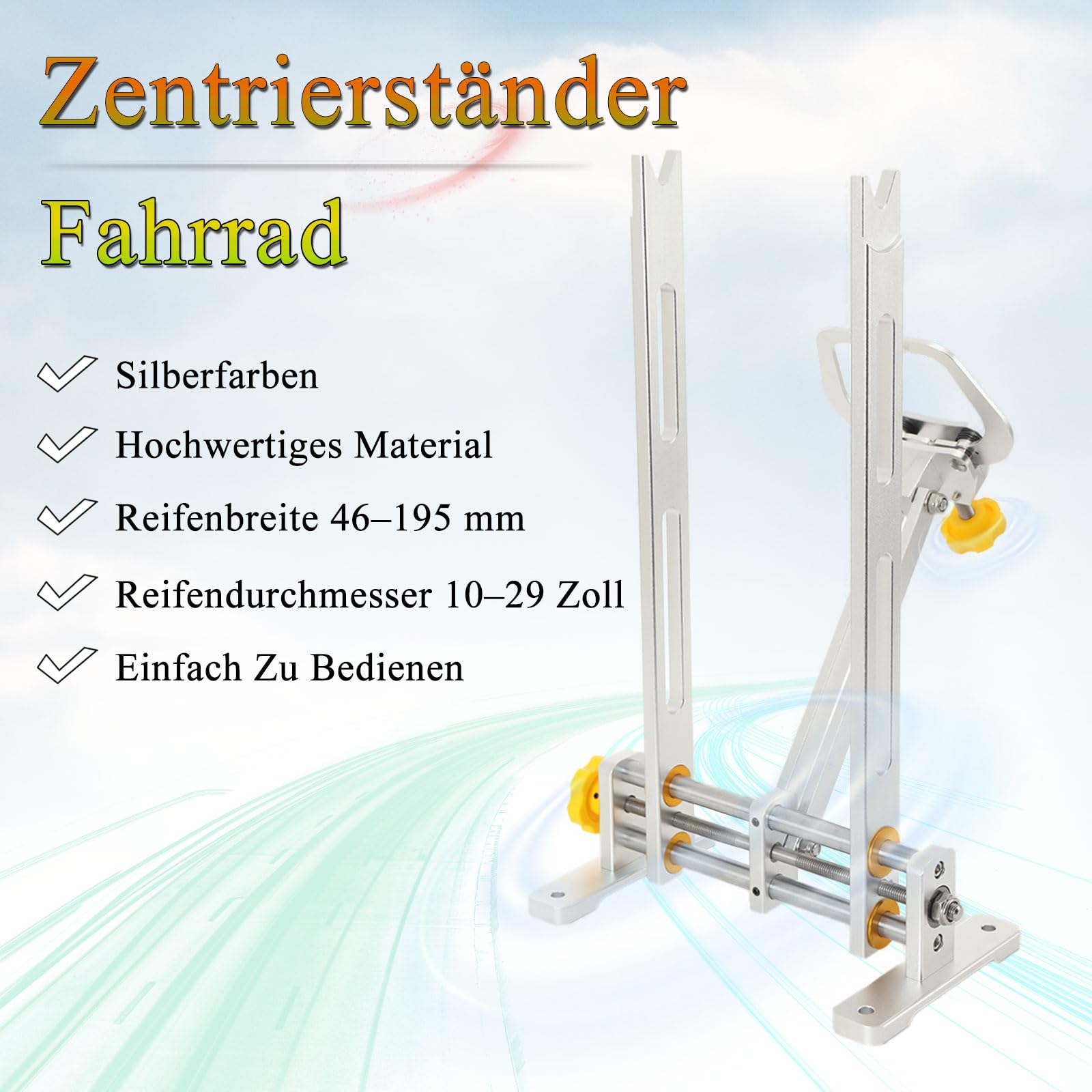 Zentrierständer Fahrrad, Felgen-Zentrierlehre Aluminiumlegierung Fahrrad-Rad-Ausrichtungs-Reparaturwerkzeug Für 10" - 29" Laufräder Mountainbikes Rennräder Fahrräder