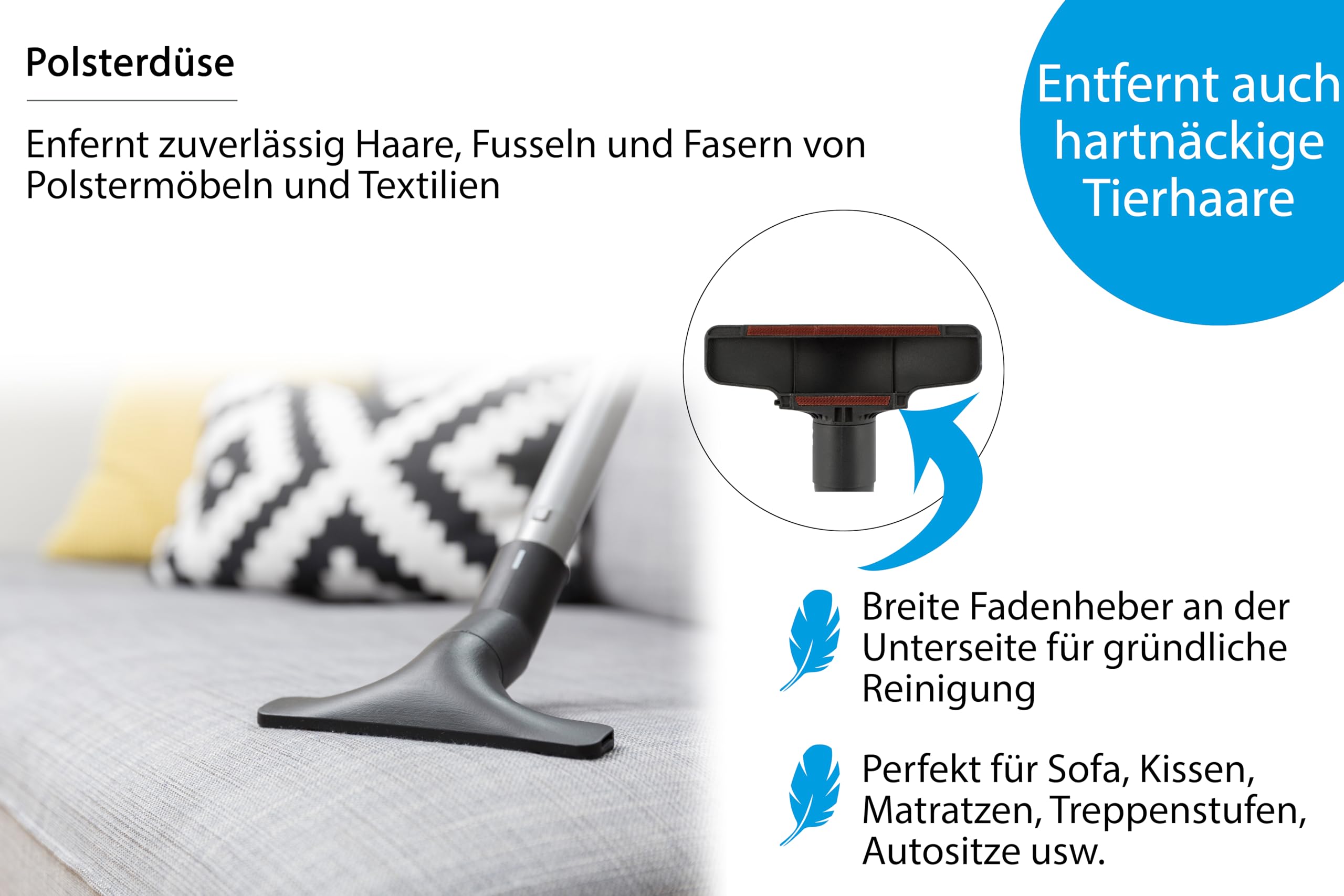 Wessel-Werk Speedglider Kit Hartboden 4-in-1 | Staubsaugerdüsen-Set für Teppich, Hartböden, Möbel, Polster | 4-teilig | inklusive Universal-Adapter | passend von 32-38mm