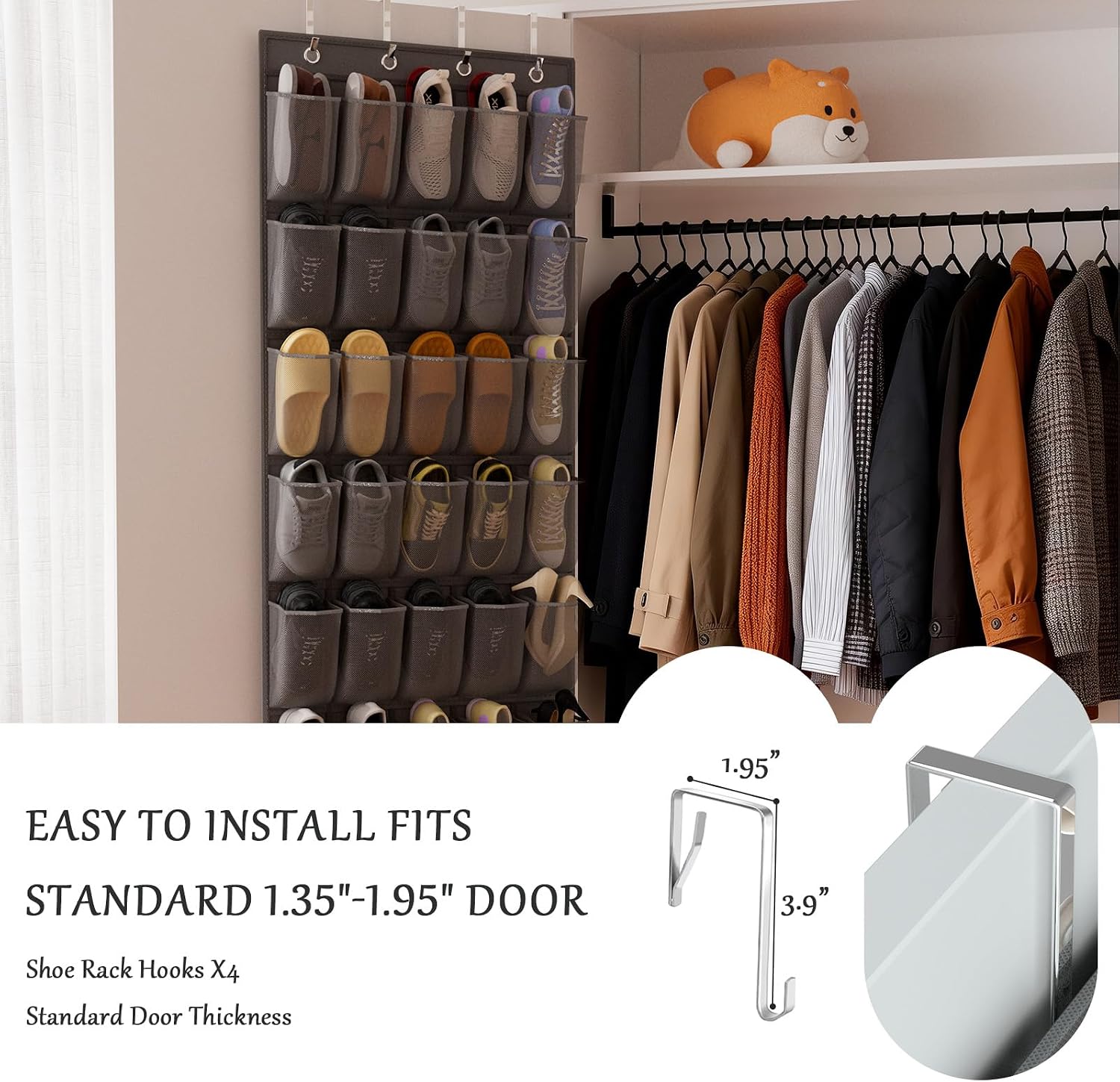 35 Lar Poets Over the Door Shoe Organizer, Extra Sturdy