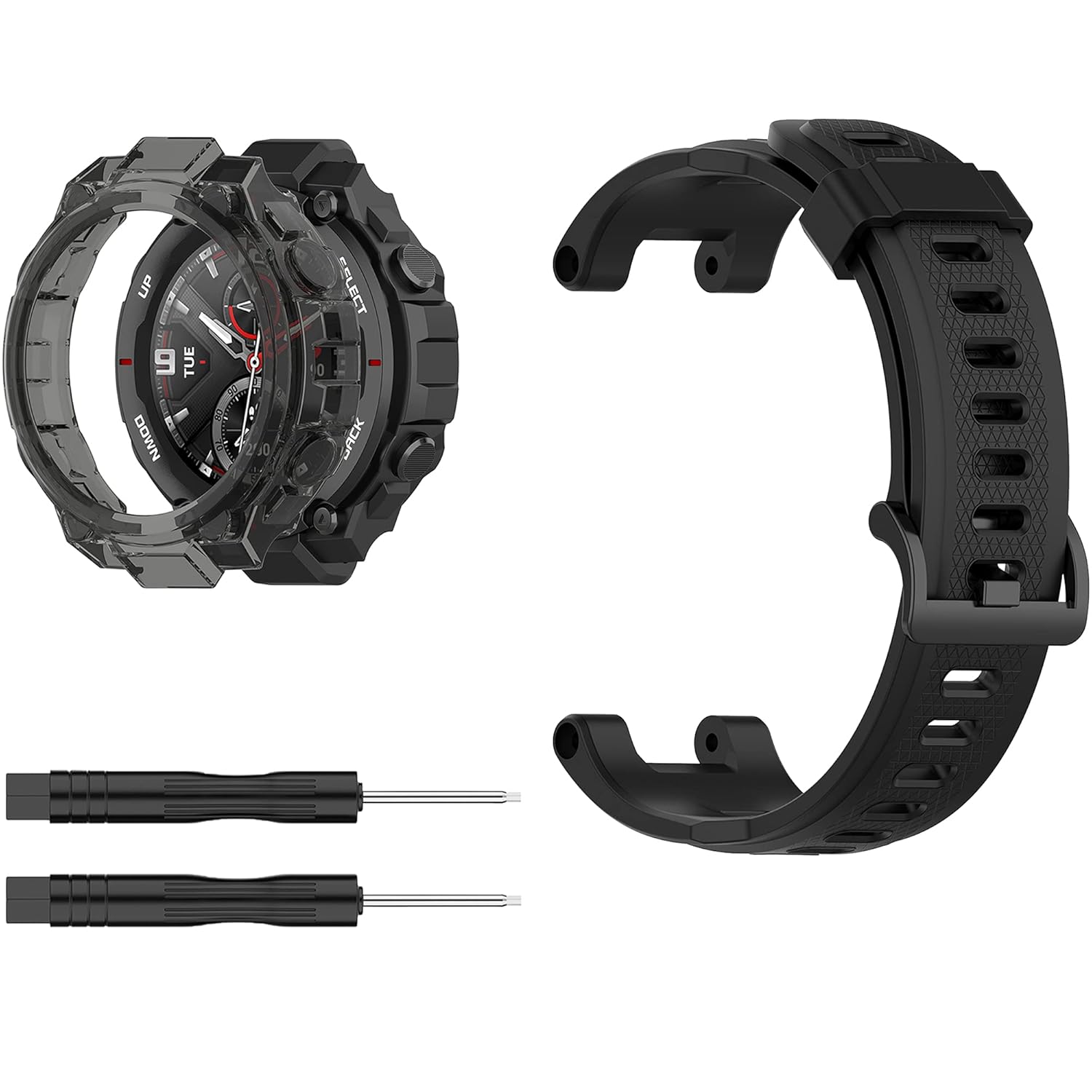 Telabranx Fit for Amazfit T-Rex A1918 Watch Case with Band Protective Case Cover Soft Classic Silicone Replacement Straps