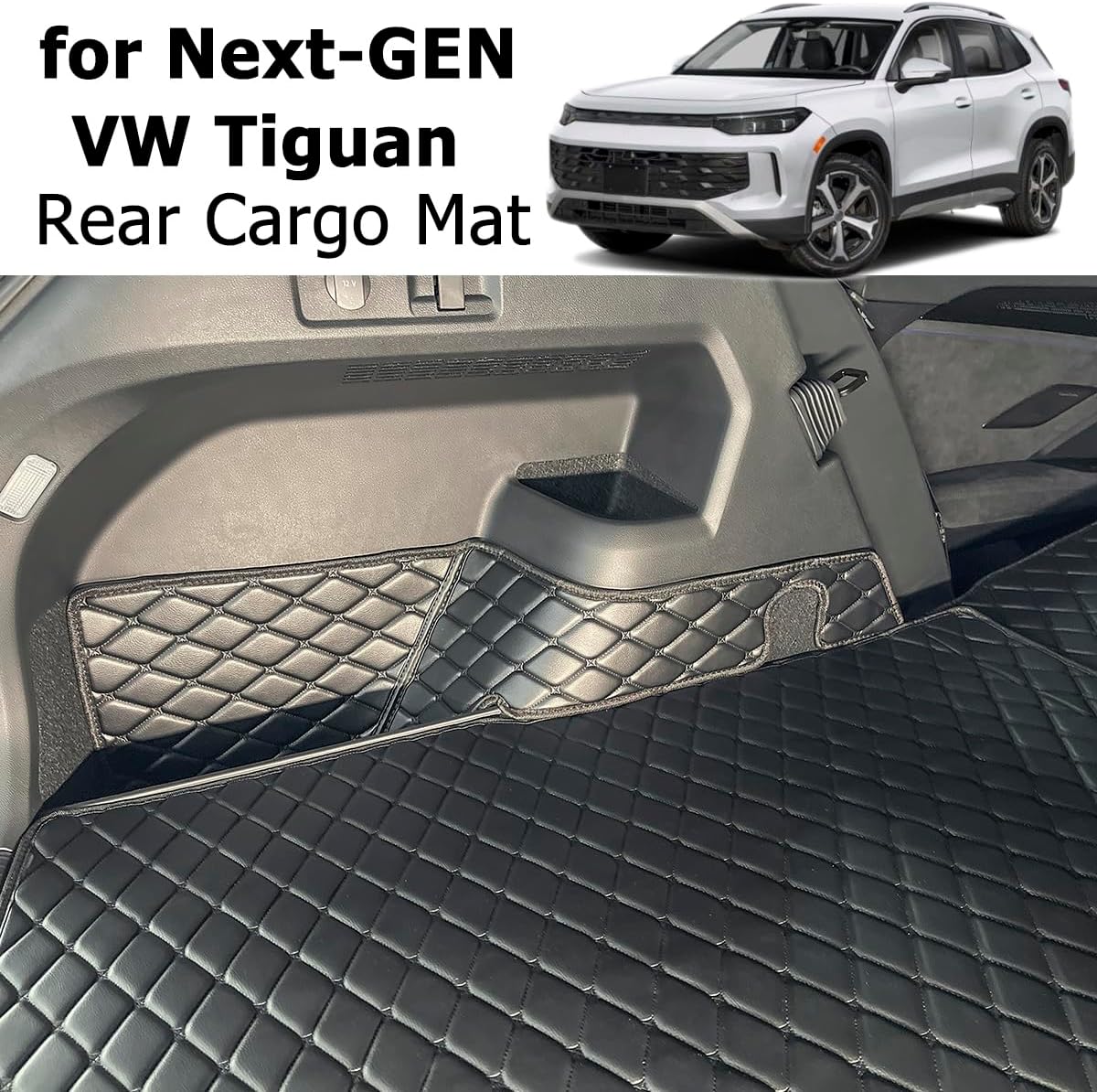 Cargo Mat Compatible with 2025-2026 Volkswagen Tiguan Cargo Liner for VW Tiguan Trunk Mat (and Rear Left and Right Side Panels)
