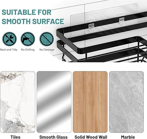 Miniatura 5 de StorageRight Organizador de ducha esquinero, paquete de 3 accesorios adhesivos de baño, estante organizador de ducha de acero inoxidable con