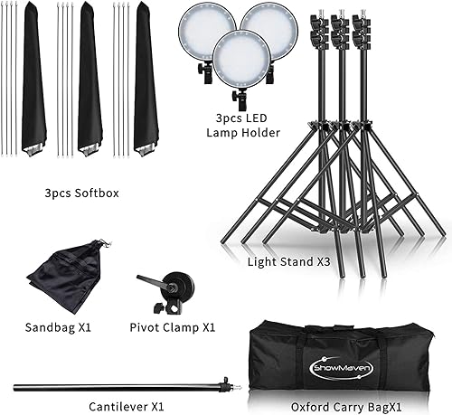 Miniatura 2 de Luz LED regulable de 45 W con doble temperatura de color, kit de estudio de iluminación continua, paquete de 3 cajas de luz de estudio de 20 x 28