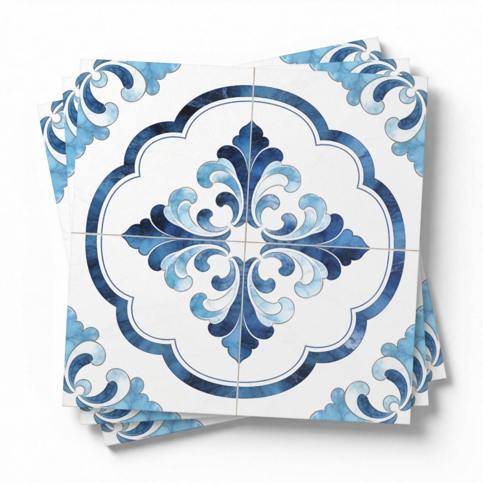 LMYSXAOZ Stick on Kitchen Tiles Blue Pattern Self Adhesive Wall PVC for Fireplace Surround Furniture Decoration Backsplash Bathroom Tile Stickers Waterproof