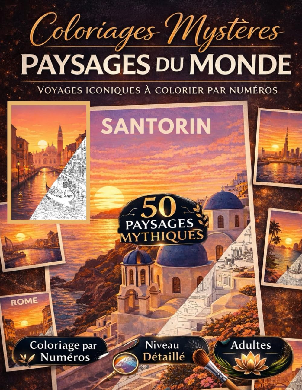 Coloriages Mystères Adultes – 50 Paysages Mythiques à Colorier par Numéros: Voyages iconiques du monde entier – Détente, relaxation & créativité pour adultes