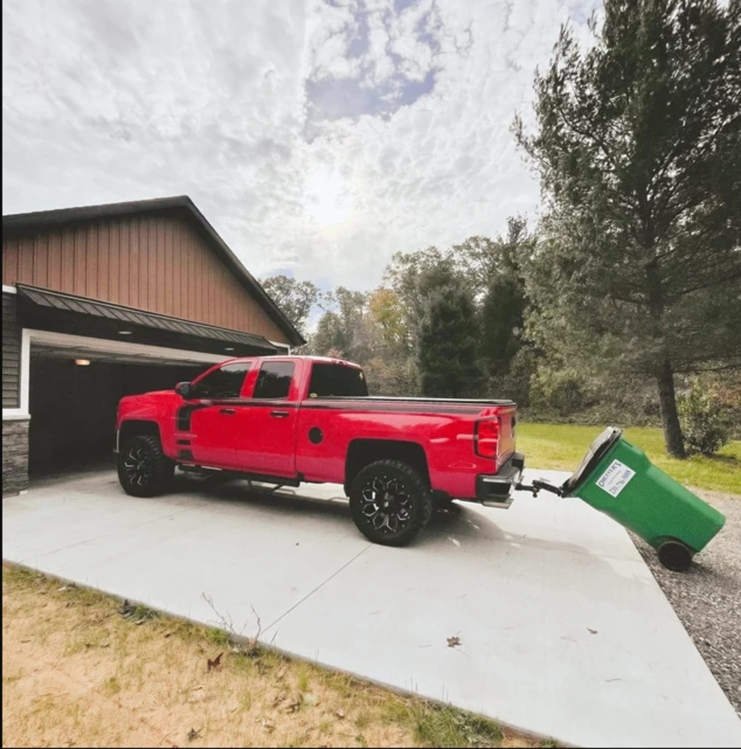 Ball Mounted Trash Can Hauler (for 2"Ball inches) Automotive