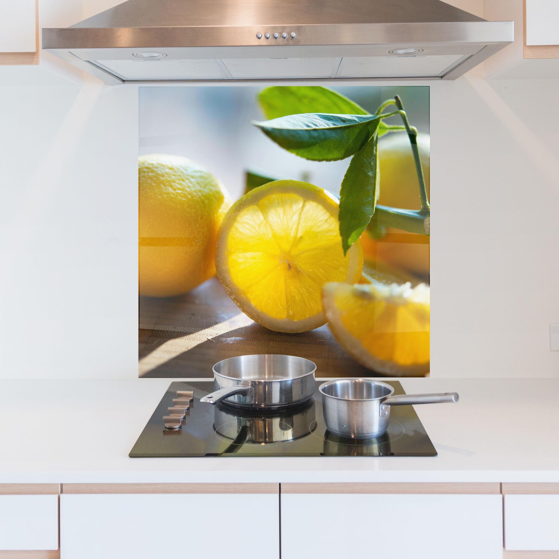 ARTHUB® Crédence de Cuisine en Verre 60x60 cm, Lemon in The Sun | Protection Contre Les éclaboussures, Revêtement Mural en Carreaux, Plaque en Verre, Verre trempé, Aliments, Fruits