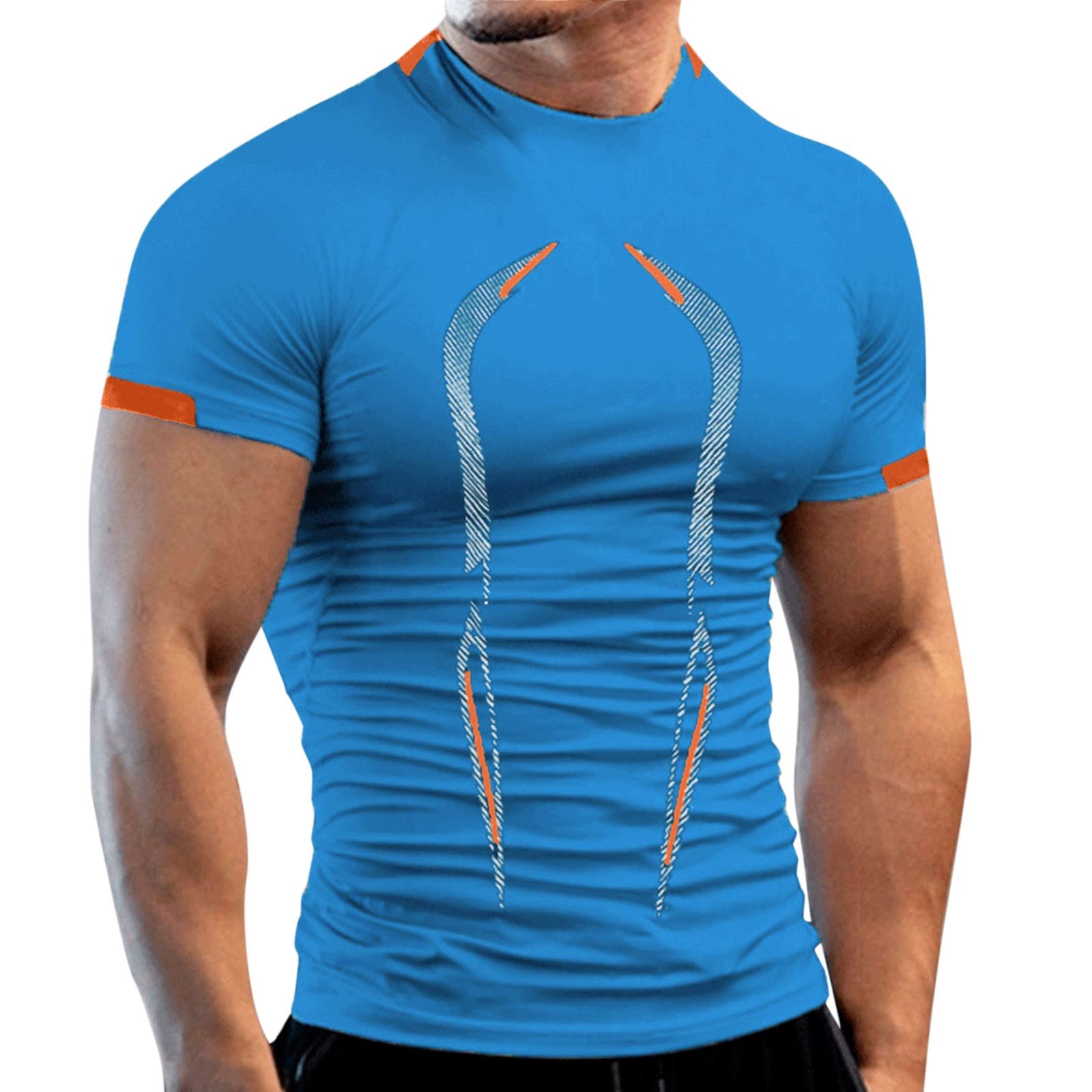Męskie lato wysoka elastyczność oddychające sportowe krótkie rękawy nadruk Quick Fitness Top tanie zegarki męskie