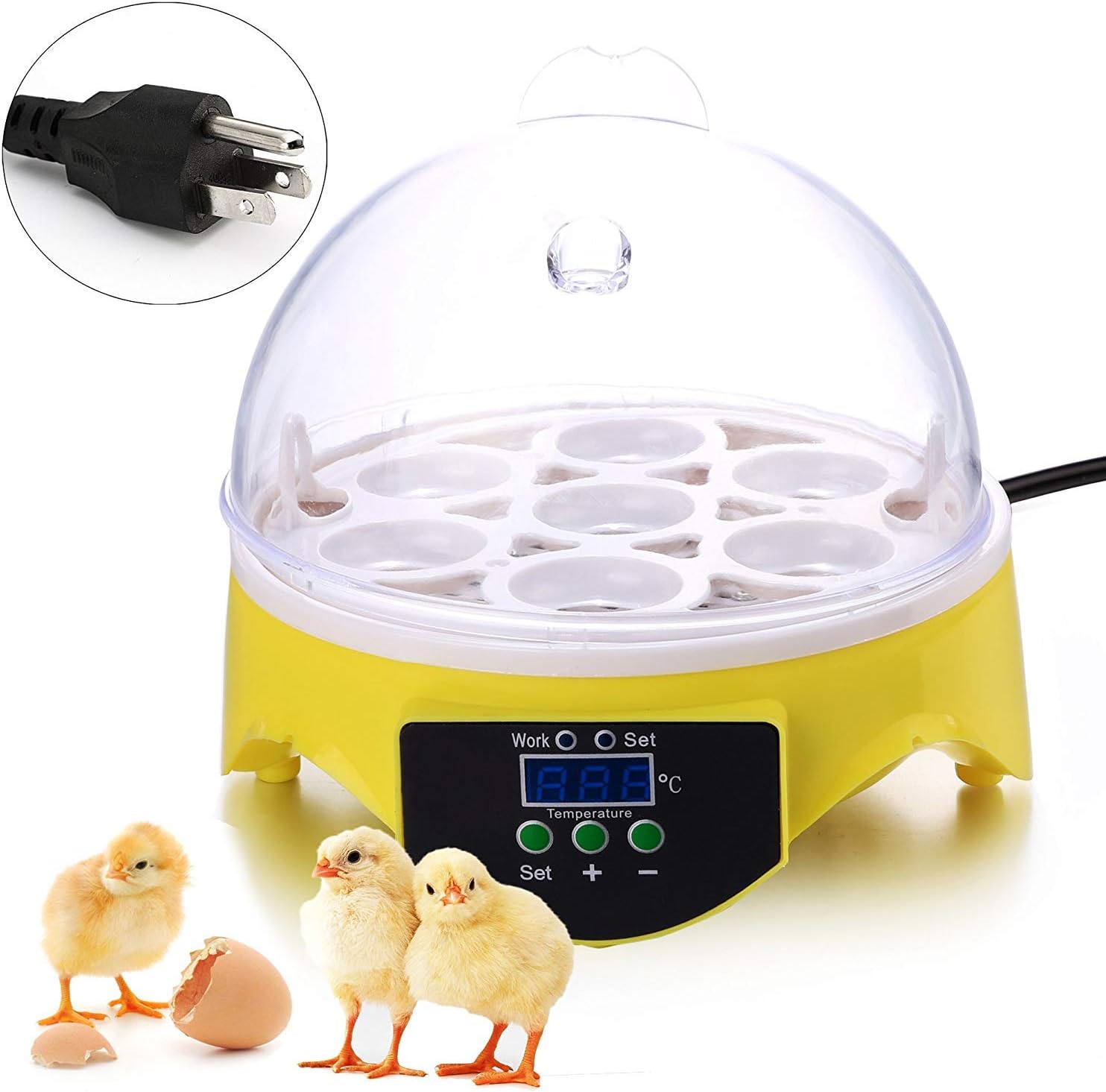Mini 7 Egg Hatcher Incubator with Temperature Control, Digital Poultry General Purpose Incubators for Chickens Ducks Birds (7 Egg)