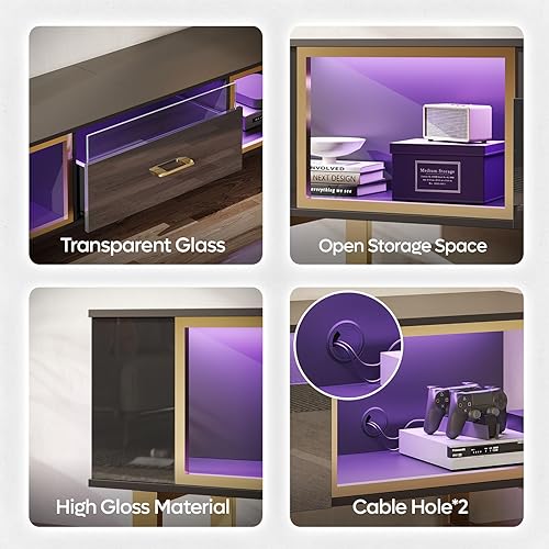 Miniatura 4 de Bestier Soporte de TV LED para televisores de hasta 80 pulgadas, moderno centro de entretenimiento con almacenamiento abierto y cajón de diseño de