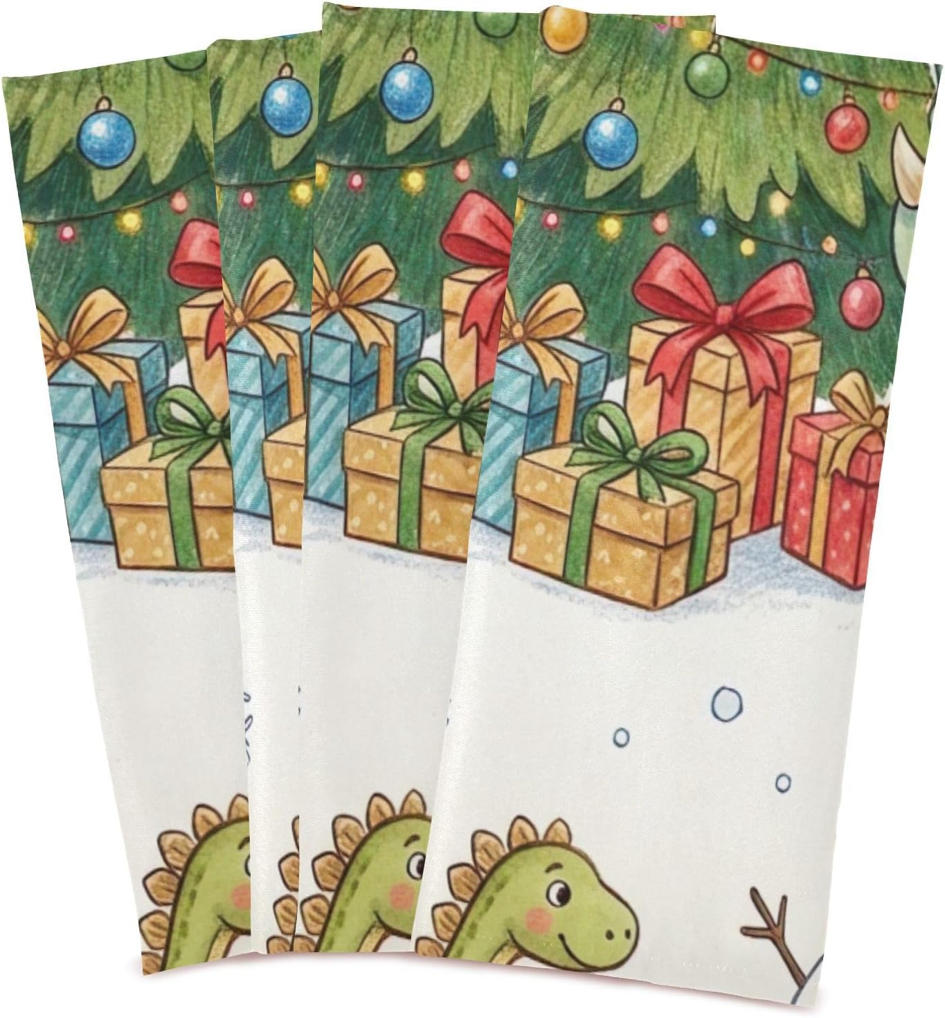 ODAWA Dinosaurs Trees Snowmen Kitchen Towles Soft Absorbent Quick Drying Dish Towels Hand Towels Housewarming Gifts, Set of 6