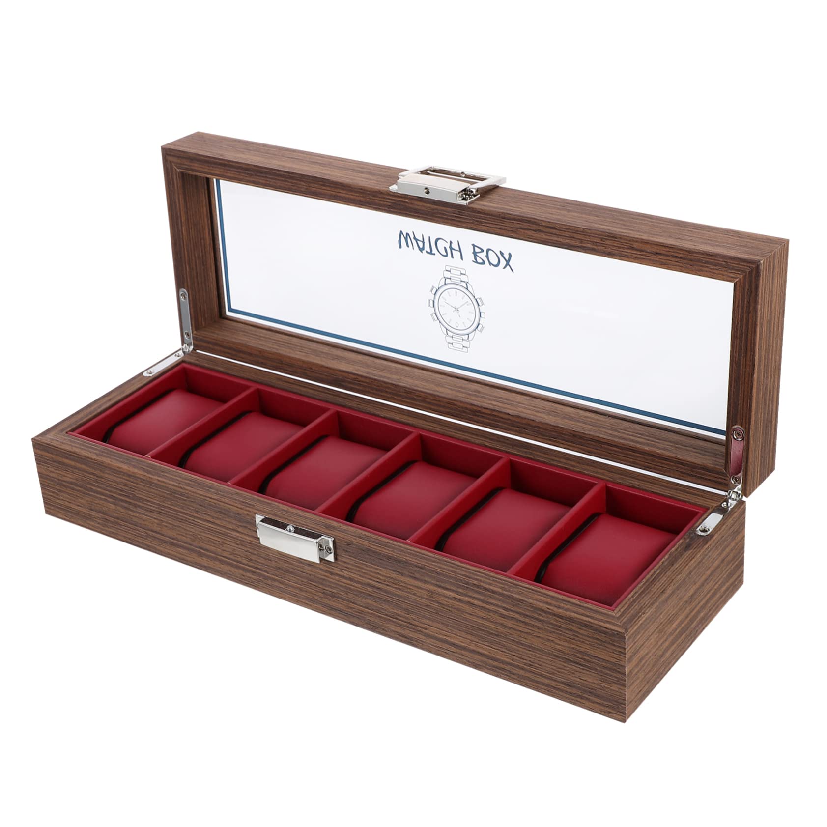 Gatuida Caja Organizadora para Relojes de Madera Nogal Negro 6 Ranuras, Vitrina Transparente para Colección de Relojes, Apta para Uso Personal y Exhibición, Diseño Compacto y Funcional