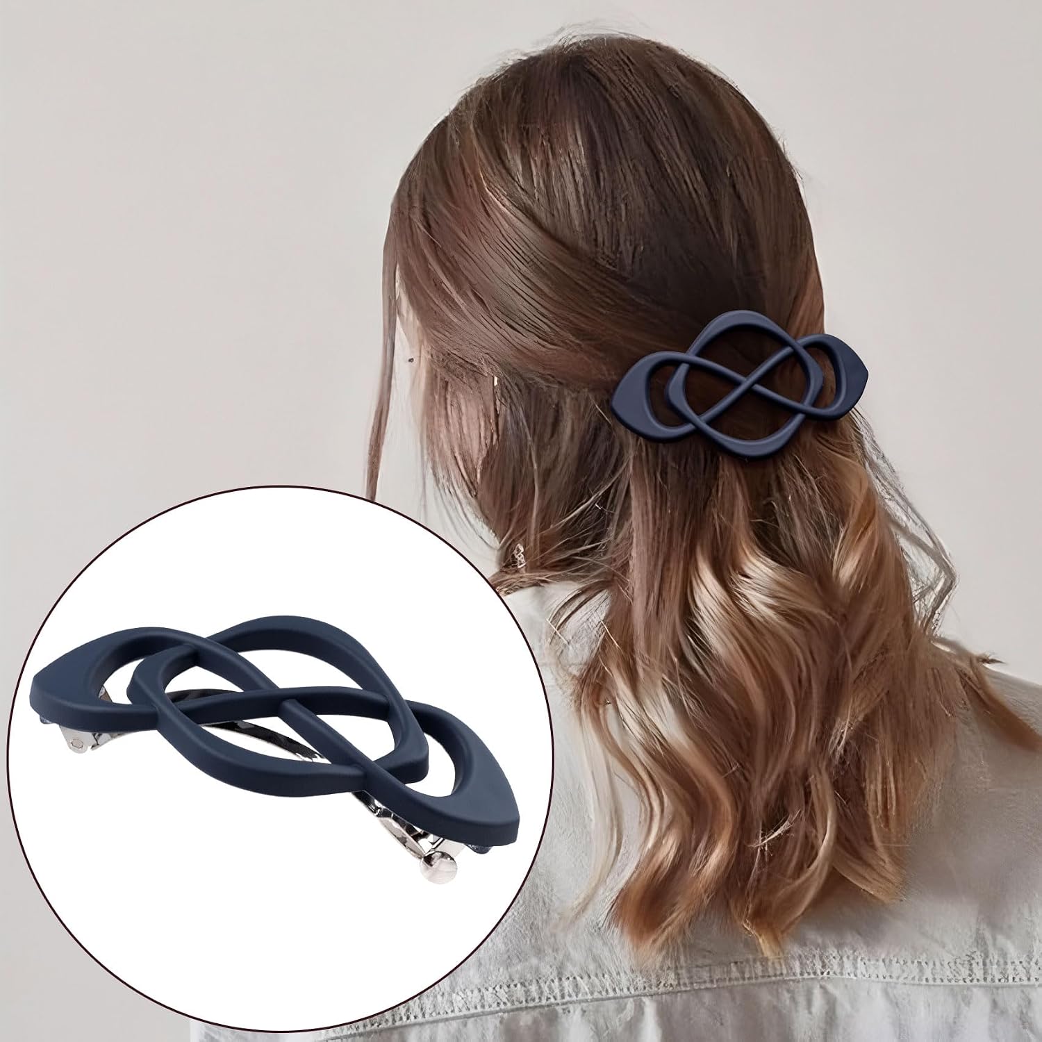 3pcs Vintage French Barrette Hair Clips, 3.19" Large Hair Barrettes for Women, No-Slip Hair Clips with Strong Hold Grip, Decorative Hair Accessories for Daily, Party - Black, Brown, Dark Blue image 3