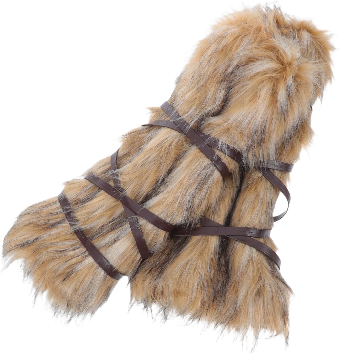 Garneck Viking Faux Fur Leg Warmers with Straps Vintage Fuzzy Boot Cuffs for Cosplay Durable Leg Gaiters for Men and Women Role Play