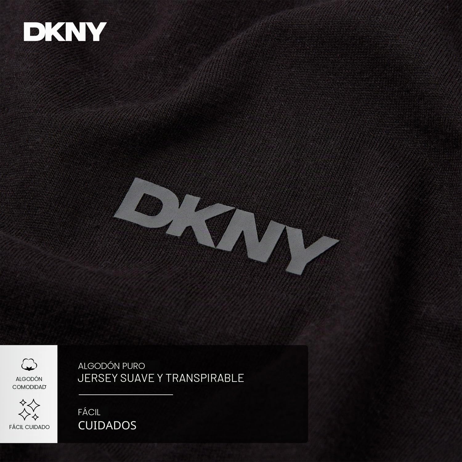 DKNY Penguins Camiseta Hombre Manga Corta 100% Algodón Negra | Camisetas Hombre Ropa Deportiva y Loungewear con Cuello Redondo y Banda Lateral | Camiseta de Algodón Hombre Negra | Idea Regalo Hombre